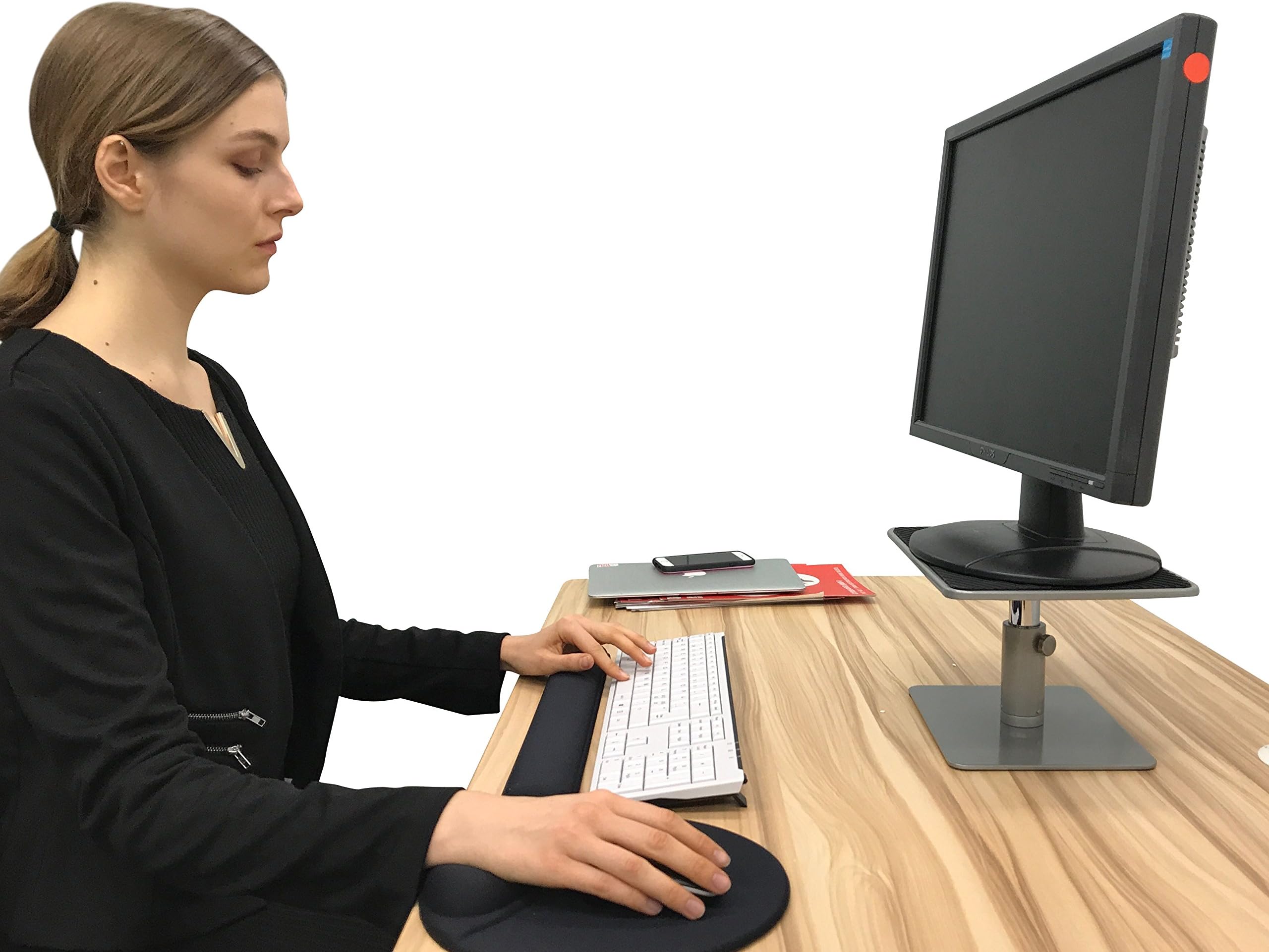 Adjustable Computer Monitor Riser Stand I Stepless Height Adjustable Laptop iMac Ergonomic Desktop Raiser Stand