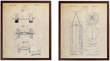 Dumbbell Boxing Punching Bag Patent Poster Gym Body Builder Workout Weightlifting Body Building Art Vintage TDP253