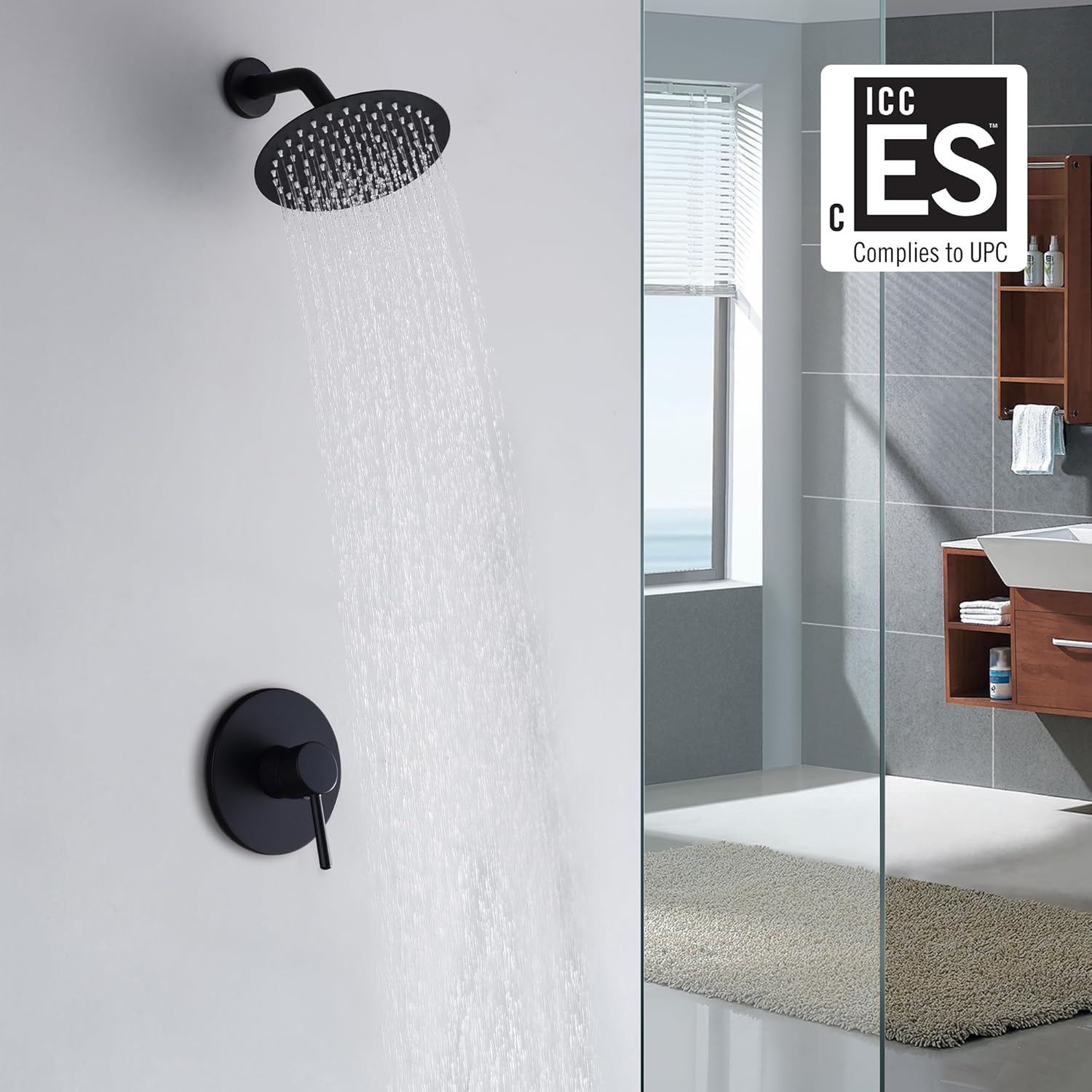 sumerain Black Shower Faucet, Matte Black Shower Fixtures Shower Mixer, Rough-in Valve Included