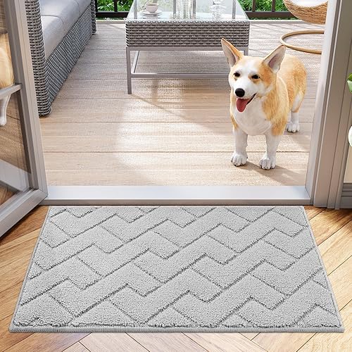 hicorfe Tapete para interiores, tapete para puerta delantera y trasera, parte trasera de goma, antideslizante, 20 x 48 pulgadas, absorbente,