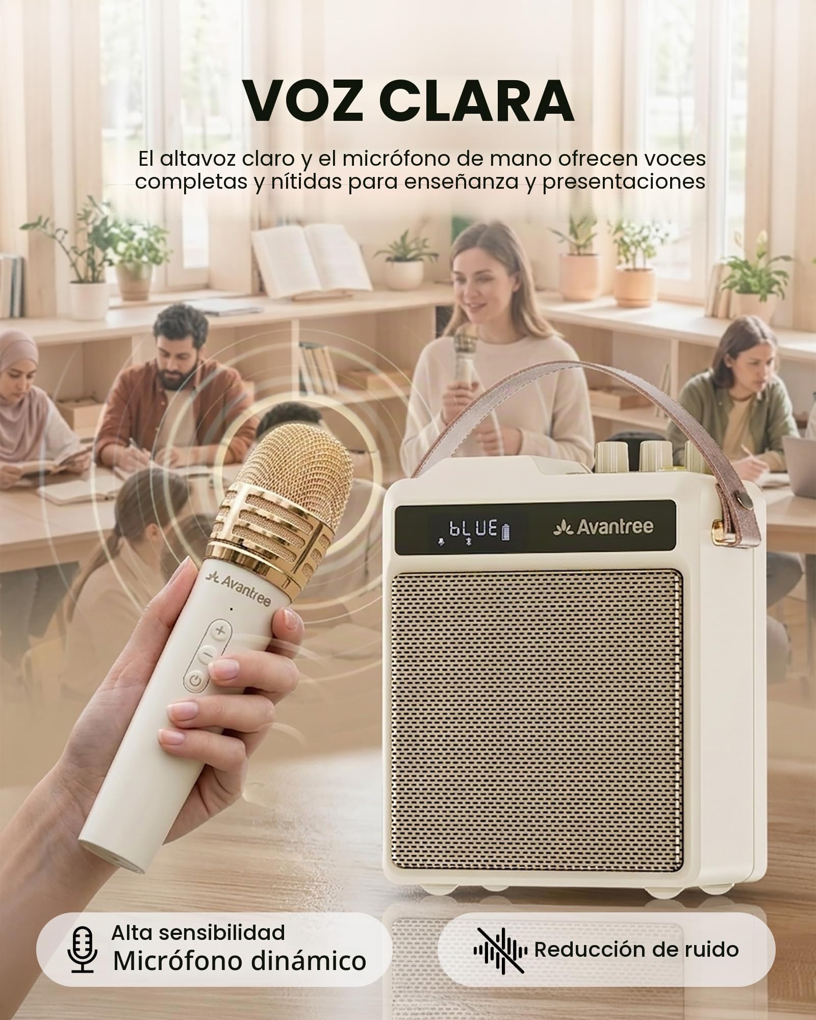 Avantree VoxAmp Duo - Amplificador de Voz Inalámbrico Portátil, Micrófono Dual Y Altavoz Set para Clases, Pequeños Eventos & Fiestas, 30W Voz Clara & Sonido Rico, 14H Batería