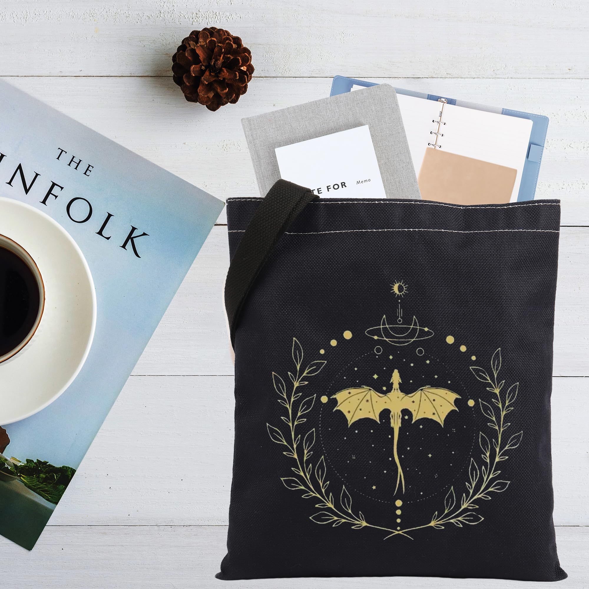 AKTAP Fourth Wing Merch Gift - Empyrean Series Book Sleeve, Dragon Rider Regalo per Bookish Worm Pouch, Borsa Tote, 21 cm x 16.5 cm x 1 cm, Tela & Beach Tote Bag