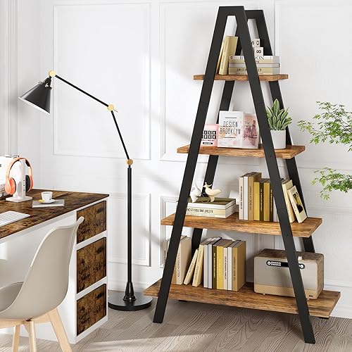 Miniatura 3 de Recaceik - Estantería industrial de 4 niveles con marco de metal, para oficina en casa y sala de estar