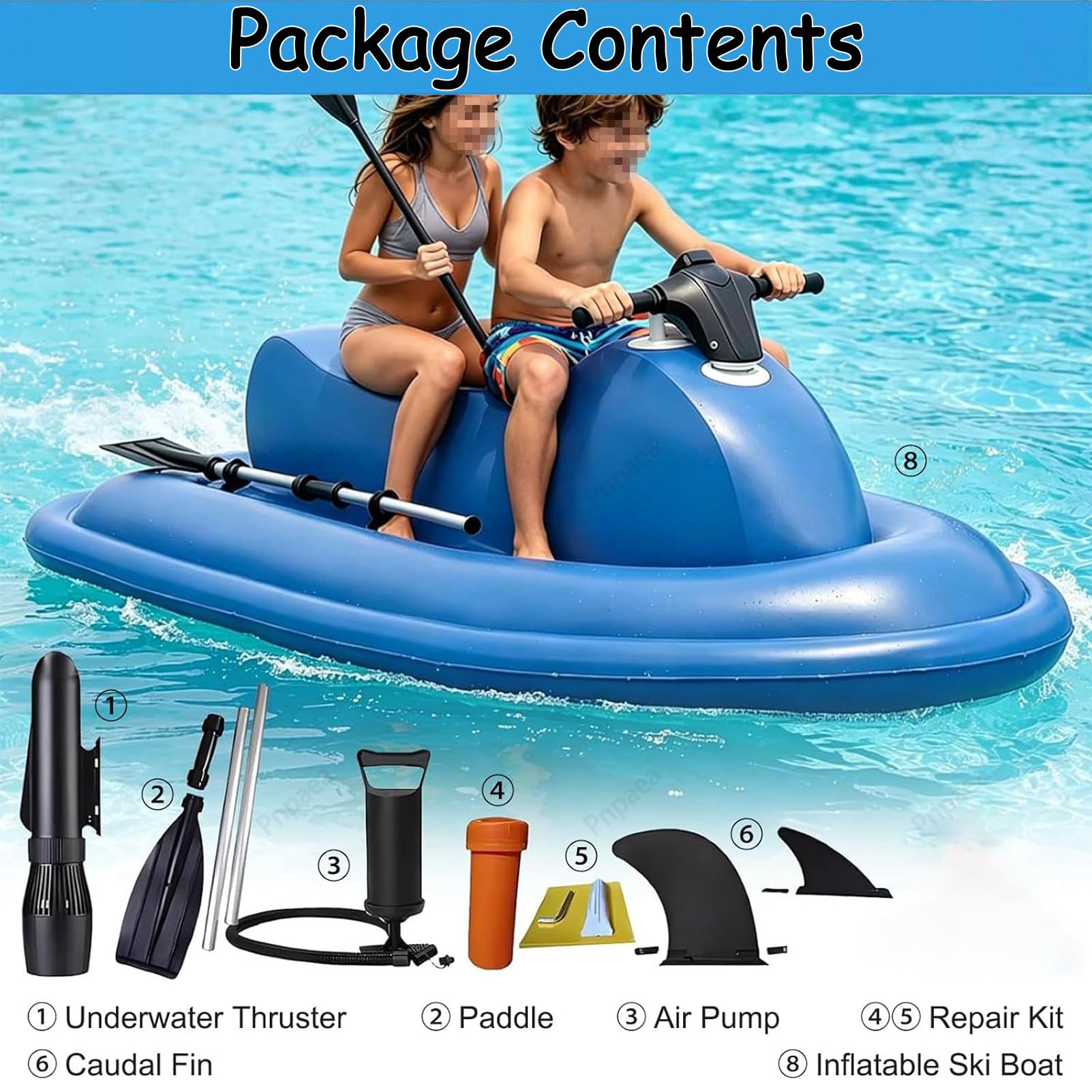 Canoa Gonfiabile 2 Posti,Moto d'Acqua Elettrica Gonfiabile Estiva 500w/700w con Motore E Batteria,Scooter Subacqueo,Ideale per Immersioni E Nuoto A