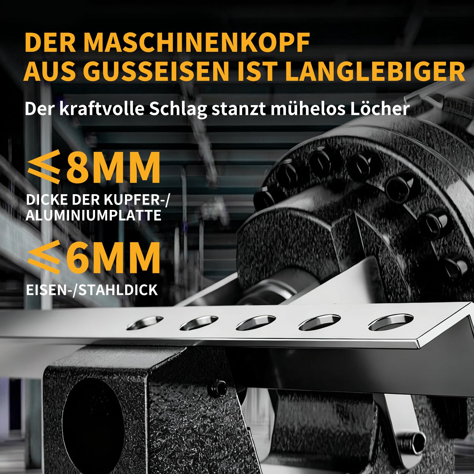 Hydraulische Lochstanze, 2200W Elektrische Punzenmaschine mit 7 Stanzformen, 1-Sekunde Schnellstanzung für Stahl, Eisen, Aluminium, Kupfer und Bleche