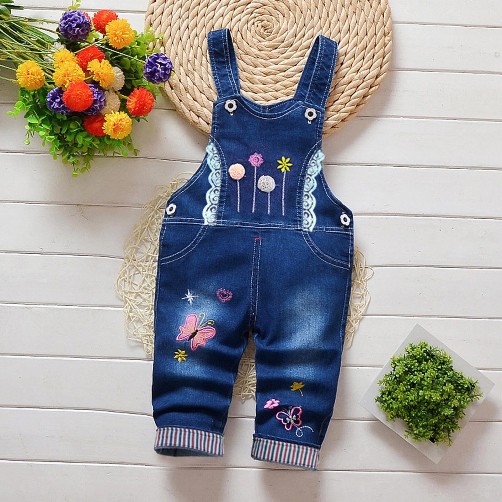 Salopette en Jean Fille Short en Jean d'Été légère en Coton Combinaison pour Enfants Filles Ample Chic Casual Plage Vacances Confortable Denim Salopette Shorts Jumpsuit Âges 1-5