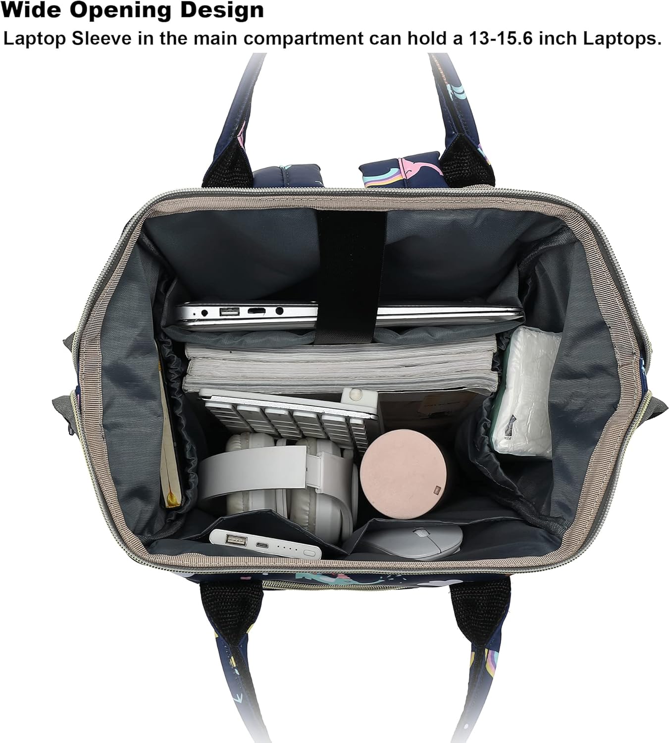 Elephant Women Laptop Backpack, College School Backpack Bookbag 15.6 Inch Computer Backpacks for Work Business Travel (Black) - Image 3