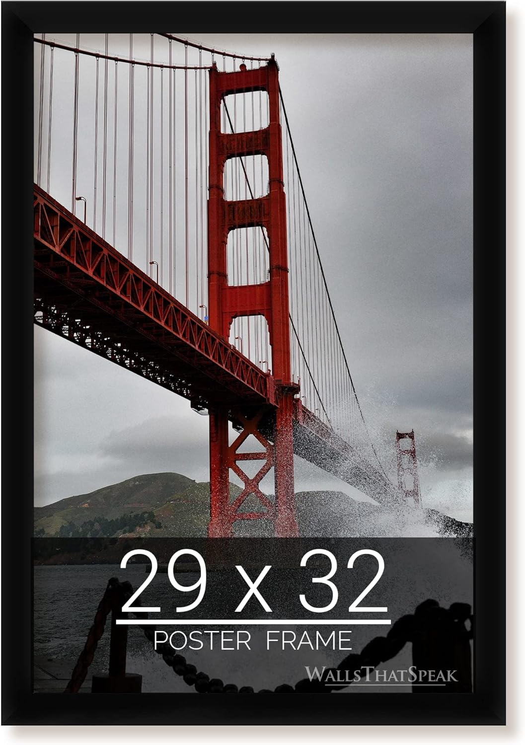 wallsthatspeak 29x32 Black Picture Frame for Puzzles Posters Photos or Artwork
