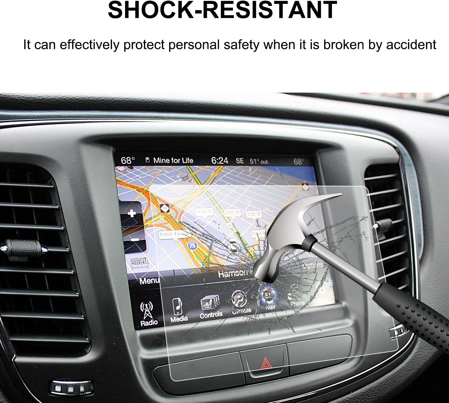 lfotpp glass car navigation screen protector for 2016 2019 2020 chrysler 200300 pacifica 8 4 inch9h tempered glass infotainment center touch scr