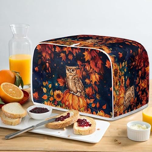 Vista 76 de UNICEU Funda acolchada para tostadora con patrón de café, se adapta a la mayoría de tostadoras estándar de 4 rebanadas patrón de café,Hojas de otoño