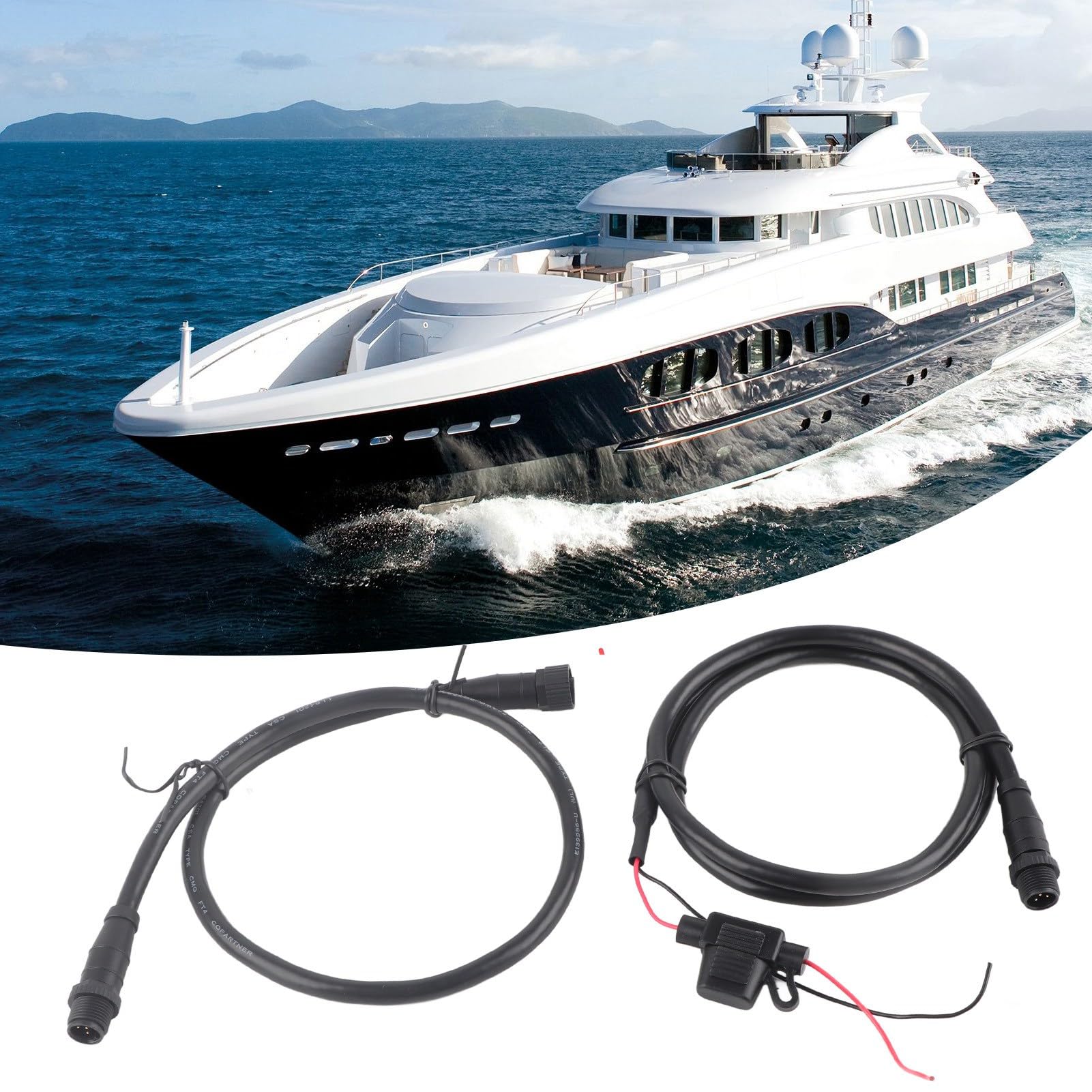 Per NMEA2000 Starter Kit, Marine per NMEA 2000 Starter Kit, Marine per NMEA 2000 Starter Kit Cavo di Alimentazione da 1 M con Fusibile Maschio Femmina Terminatore Connettore a T per Lowrance Networks