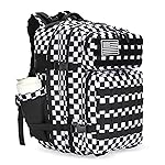 Lovelinks21 45L Tactical Assault Backpack 3 day assault pack with Molle Waterproof backpack Rucksack for Tactical Backpacks (Black and white check)
