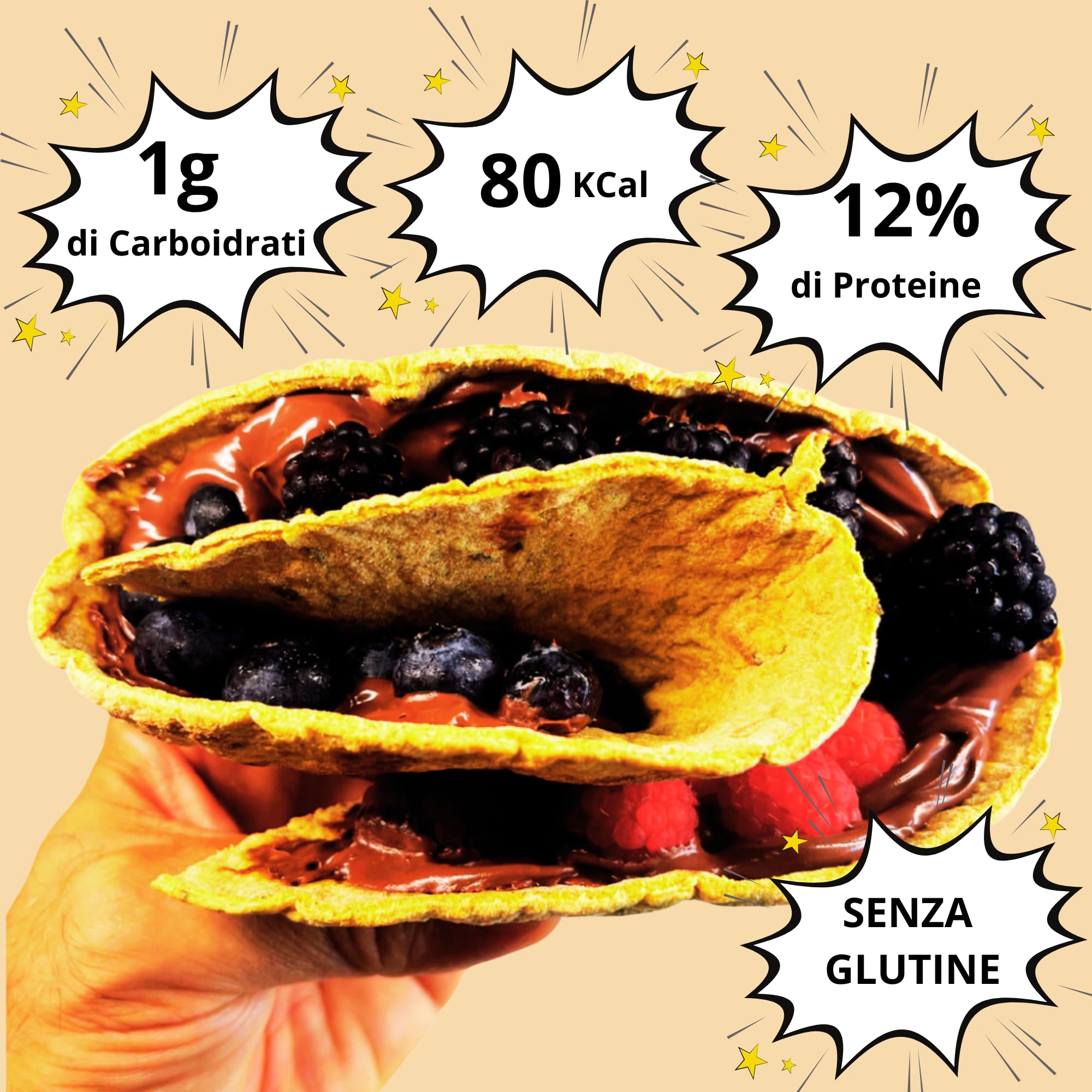 KETO 01 CARB - Piadina Keto Artigianale con solo 1g di Carboidrati, Piadina senza Glutine 12% Proteine, 80 Kcal, Low Carb, 3pz x 75g, Confezione Singola - 3