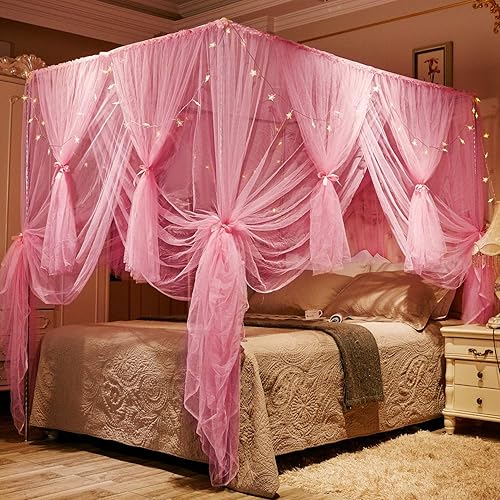 Miniatura 2 de Nattey - dosel de 4 postes para esquinas de cama de princesa, dosel de tul.