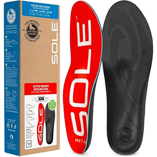 SOLE Active Medium Shoe Insoles with Metatarsal Pads - Men's Size 11/Women's Size 13