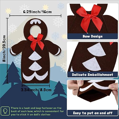 Miniatura 6 de 9 piezas de accesorios de elfo de Navidad, disfraz de muñeca de elfo, muñeco de nieve, hombre de jengibre, árbol de Navidad, corbatín para niño y