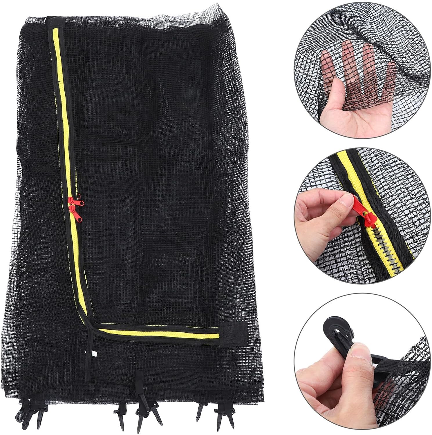 Trampoline Protective Net Replacement Enclosure for Jumping Bed with Poles High-Strength Safety Mesh Fence Net Compatible with Various Frame Outdoor Safety Barrier