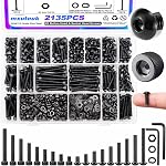 Mxuteuk 888PCS Kit d'assortiment à vis métriques,M2 M3 M4 M5 Vis de machine,10.9 Alliage de qualité en acier métrique hexagonale tête bouchon visses noix et rondelles plates Kit d'assortiment pour 3D Impression