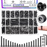 Vista 18 de mxuteuk Surtido de tornillos M2, tornillos de cabeza hexagonal M2 x 4/6/8/10/12/16/0.787 in, 520 piezas de acero de aleación de grado 12.9 tornillos