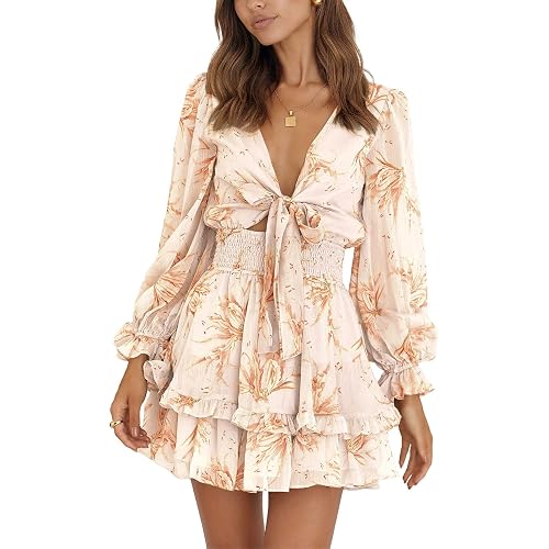 PRETTYGARDEN Womens Knot Front Mini Dress