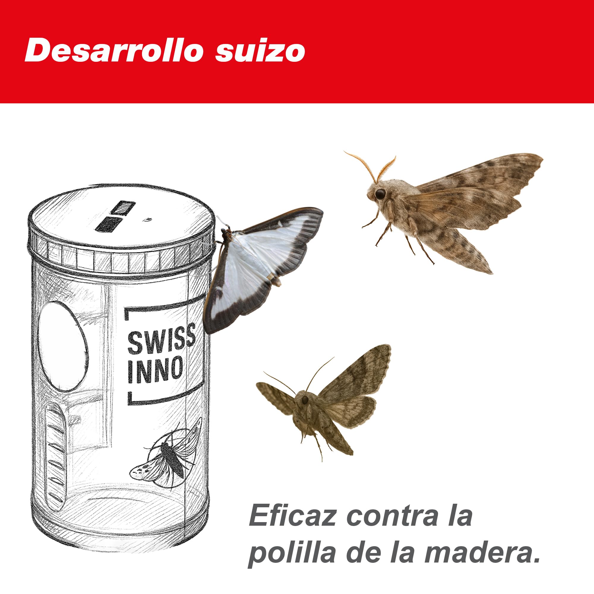 SWISSINNO Trampa para la Polilla del Boj – Control y Monitorización Eficaz – con Feromona y Cinta Adhesiva – Uso Exterior en Jardines, Setos y Arbustos – Reutilizable y Precisa