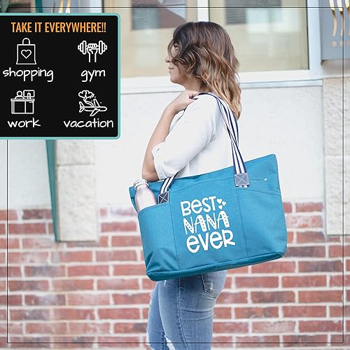 Vista 6 de Brooke & Jess Designs Bolso de mano para la abuela Bolso de lona resistente con cremallera y bolsillo interior para la abuela para uso diario