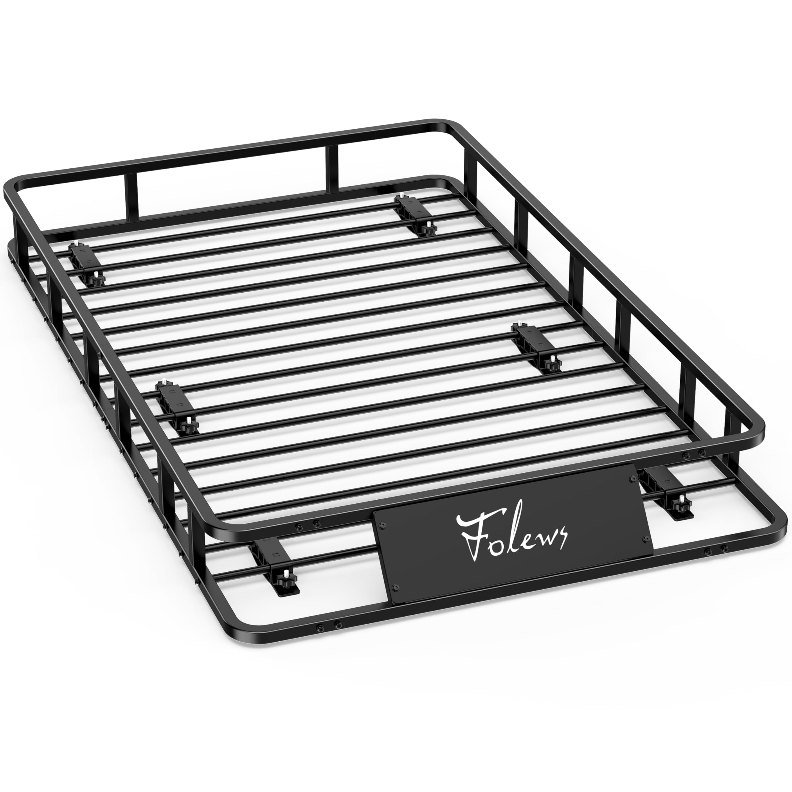 Condition photo showing Good Condition for folews 64 x 39 x 6 inch roof basket, heavy duty 300lb roof rack cargo carrier universal rooftop cargo basket steel luggage holder for car, suv, truck & pickup