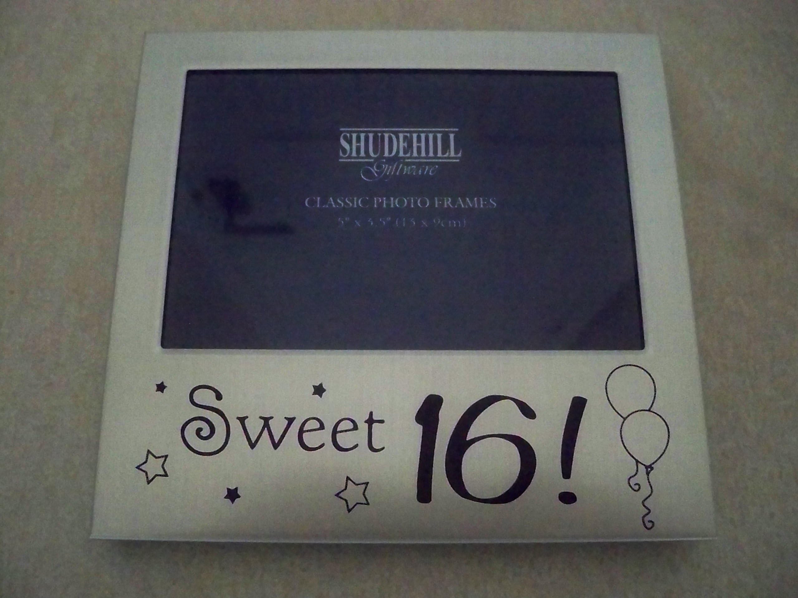 Shudehill 5" x 3.5" Sweet 16 Silver Plated Birthday Photo Frame Occasion Present 72316, Metal, Photo Size 5" x 3.5"