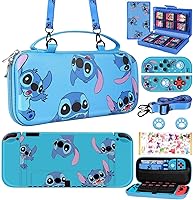 Vista 1 de Xinocy for Nintendo Switch OLED 9 in 1 Storage Accessories Kit with Travel Carrying Case+Switch Protective Cover+Game Case Holder+Strap+Sticker+2