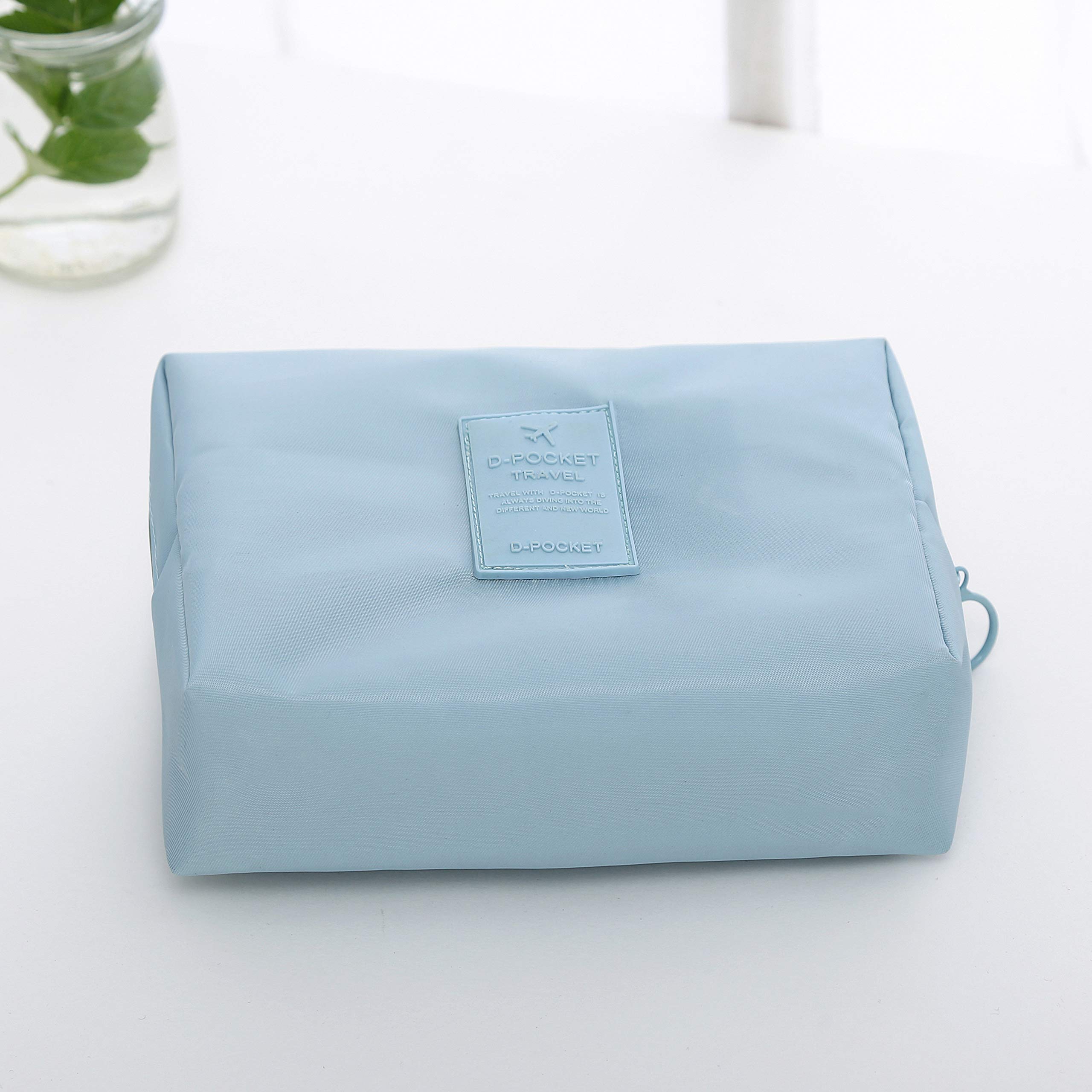 Axgo Cosmetic Toiletry Bag Pouch Portable Zipper Storage Makeup Brushes Handbag, Lake Blue