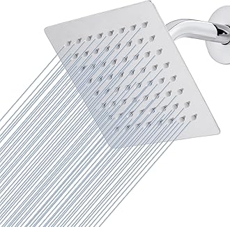 Voolan Rain Shower head, High Pressure Shower Head Made of 304 Stainless Steel, Relaxed Shower Experience Even at Low Water Flow & Pressure (6" Chrome)