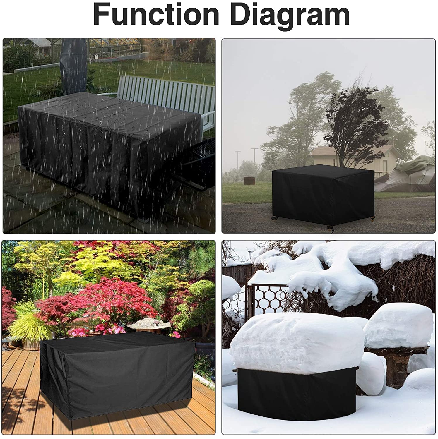 Housse Salon de Jardin 120x60x75cm Tissu Oxford 300D très résistant Housse de Protection pour Mobilier Housse de Table de Jardin Extérieur Imperméable Anti-UV Résistant Au Froid Coupe-Vent