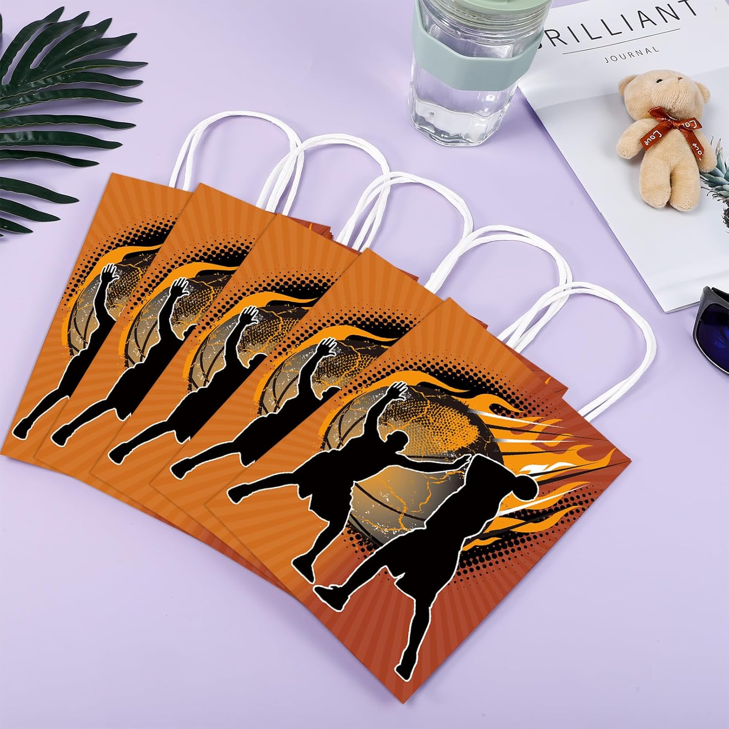 IJRPLM 24 Pcs Basketball Goodie Bags, Gift Bag with Handles, Candy Treat Snack Paper Bag, Basketball Party Favor Bags for Birthday Party Supplies Sports Parties Decoration, Style 2 - Image 4