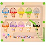 Magnetic Color & Number Maze - Montessori Wooden Color Matching Learning Counting Puzzle Board - Toddler Fine Motor Skills Toys for Boys Girls 3 4 5 Years Old