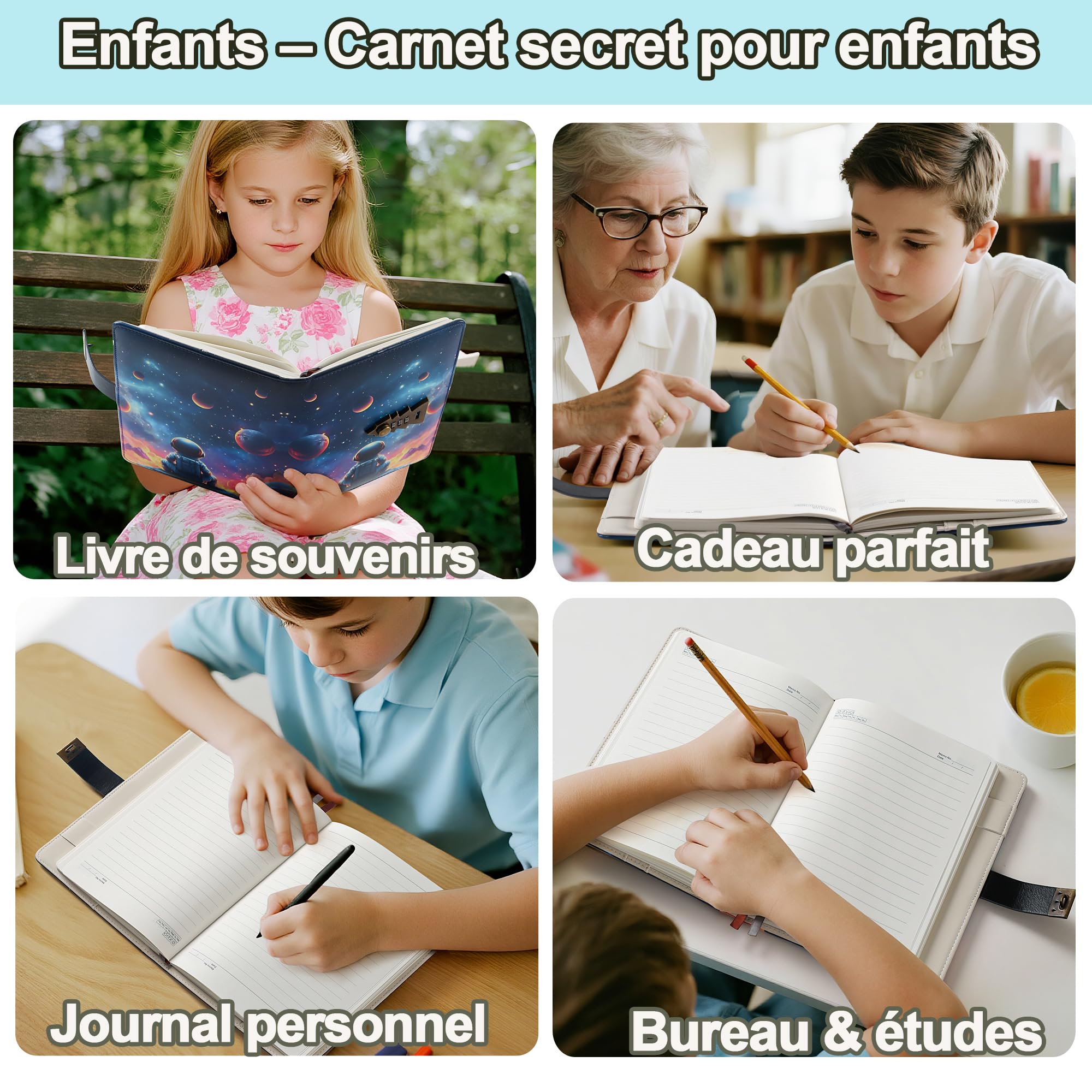 Journal intime avec cadenas à combinaison en forme d'abeille