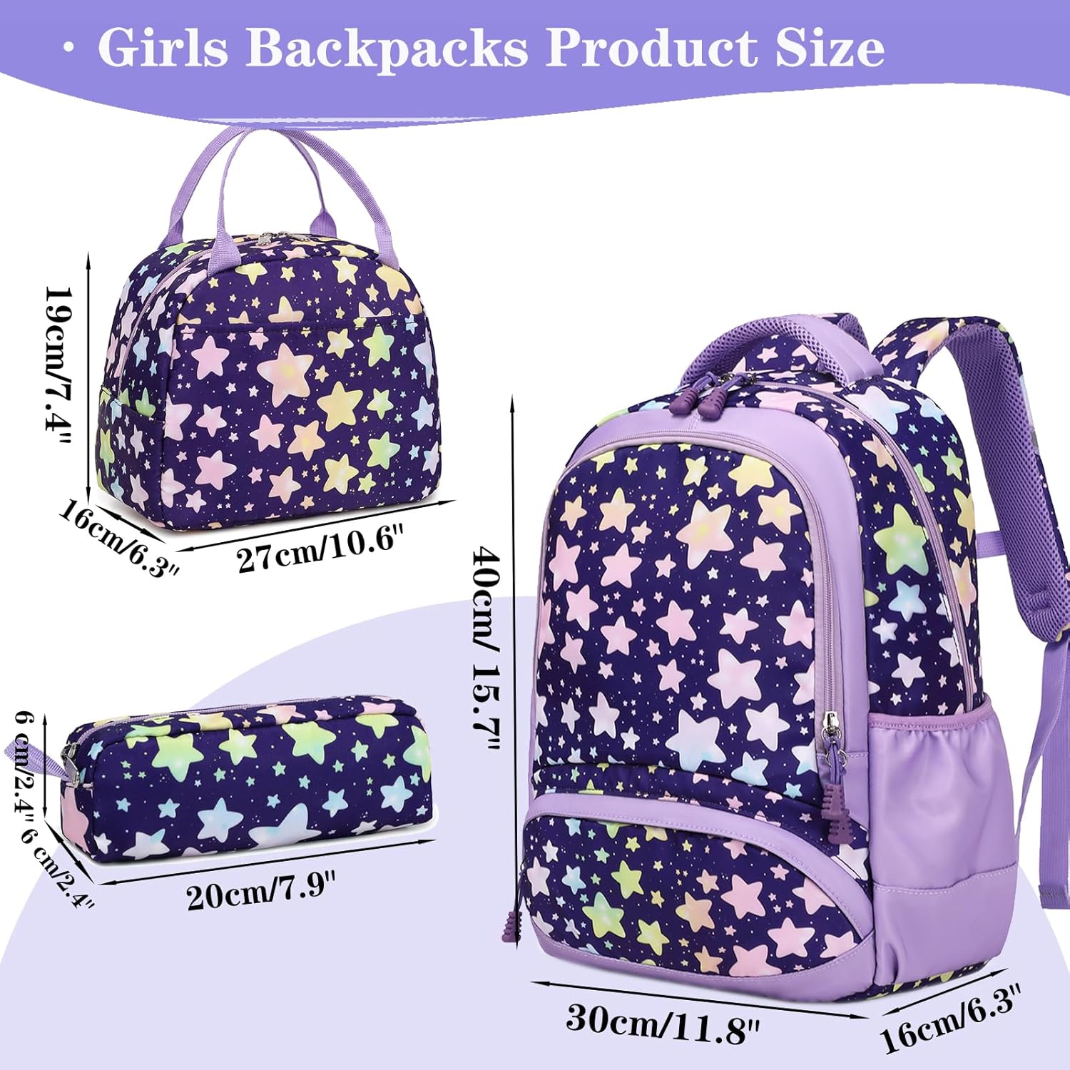 Backpack Unicorn for Girls School Preschool Backpack for Girls 3 IN 1 School Bookpack Set with Lunch Bag Pencil Bag - Image 4