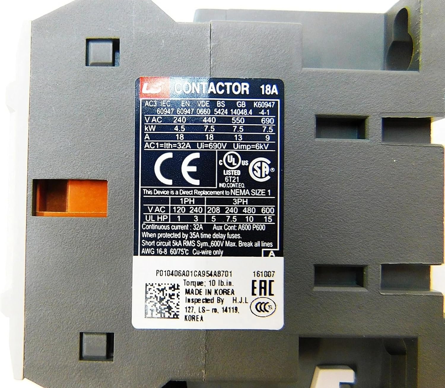 Motor Starter 7.5 HP @ 480V 9-13 Amp Overload 460-480 Volt Coil Size 1,Replacement for LSis NEMA OEM