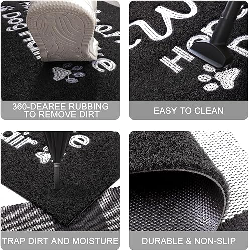 Miniatura 7 de Tapete negro para puerta delantera, tapete de pelo de perro, tapete estándar de bienvenida para puerta delantera, tapete divertido para puerta,