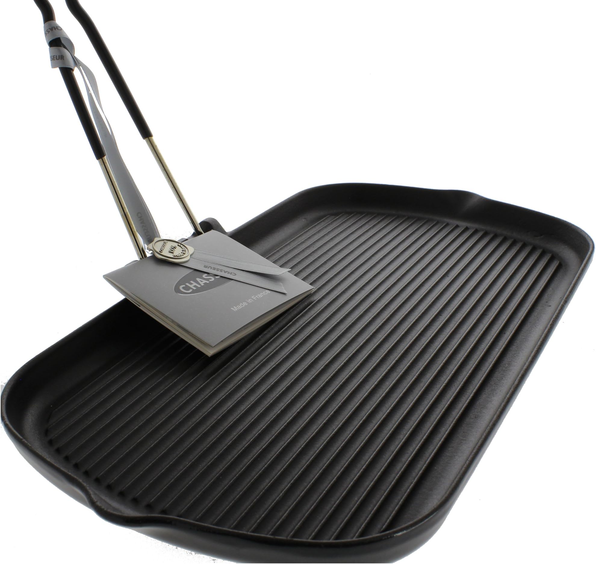 Chasseur 14-inch Rectangular French Cast Iron Grill With Folding Handle