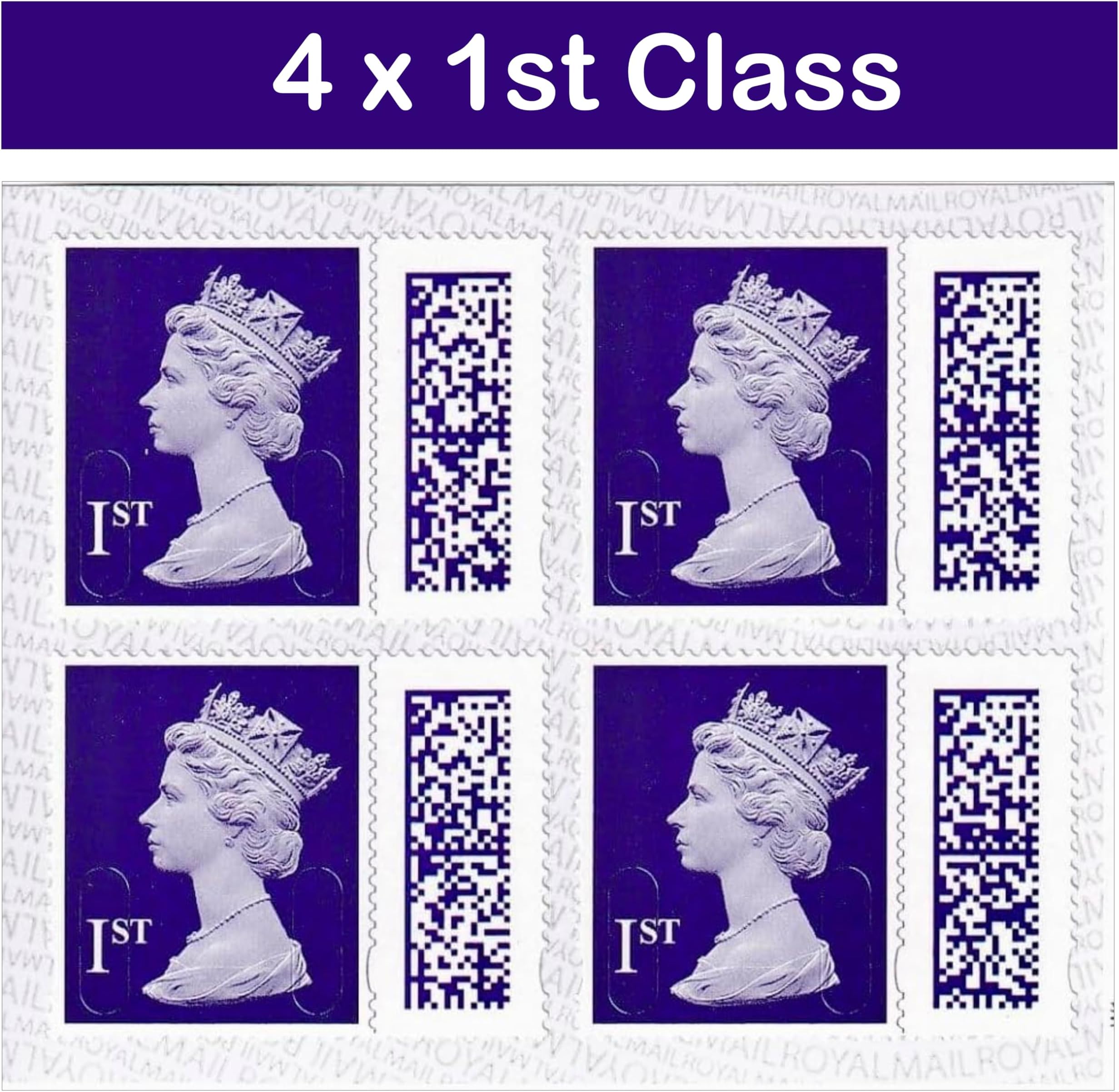 1st Class Stamps (4 Pack Book) | QR Barcoded Self Adhesive Postage Stamps for Standard Mail