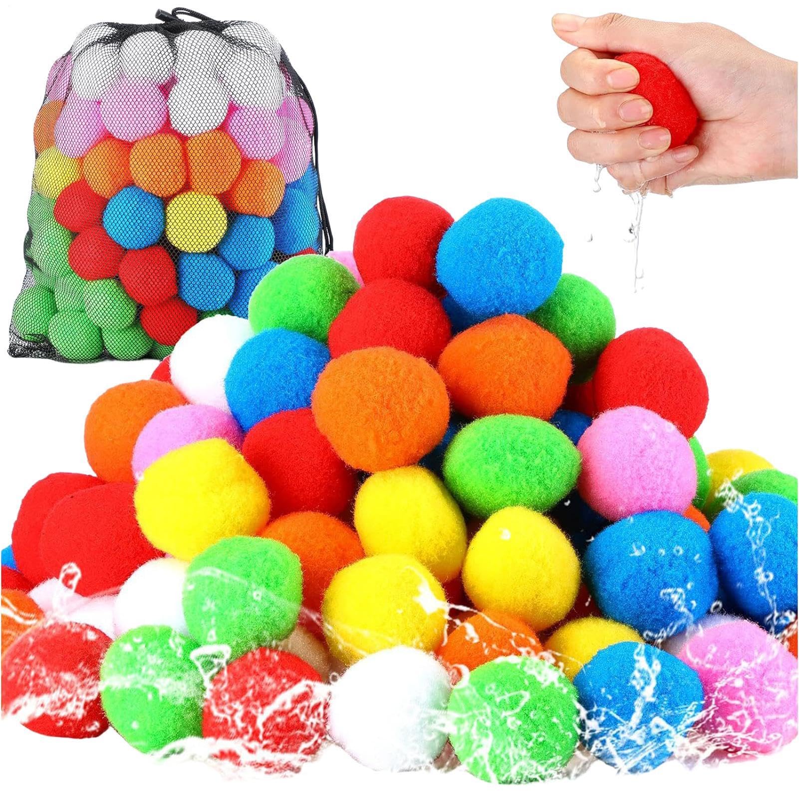 Balles Rebondissantes Eau – Lot De 4 Coton Réutilisables 5 Cm – Jeux Aquatiques Piscine Plage – Enfants 5-12 Ans – Cadeau Fun