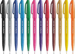 Pentel SES15C Brush Sign Pen Pen Tip Flexible Fiber 12 Colors