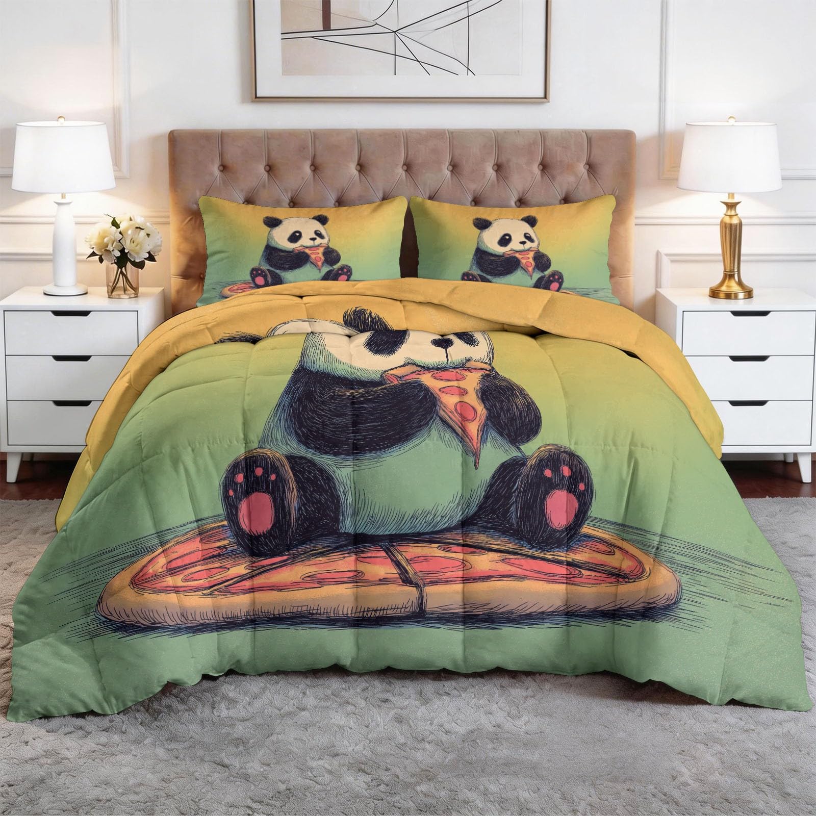 Couette sans housse 140x200 cm avec motif panda, le cadeau utile pour lit enfant