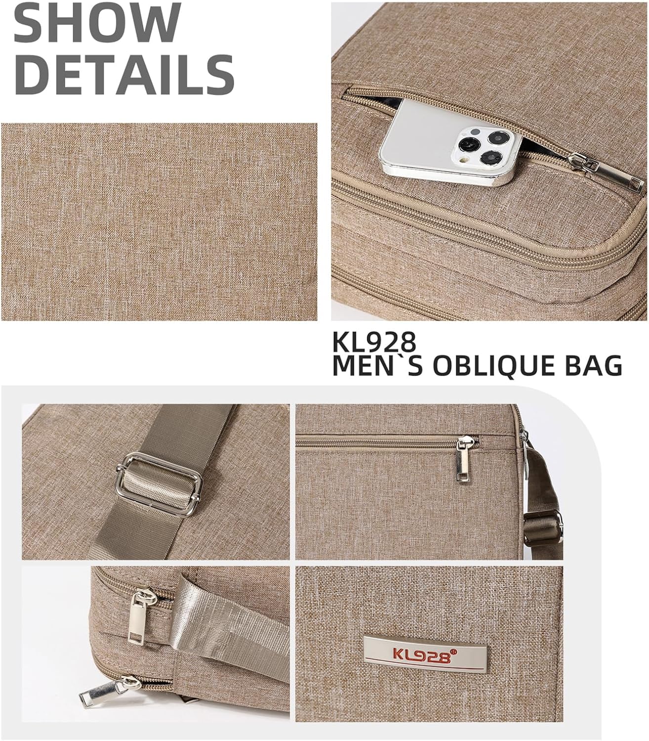 KL928 Men's Messenger Bag - Crossbody Shoulder Bags Travel Bag Man Purse Casual Sling Pack for Work Business - Image 5