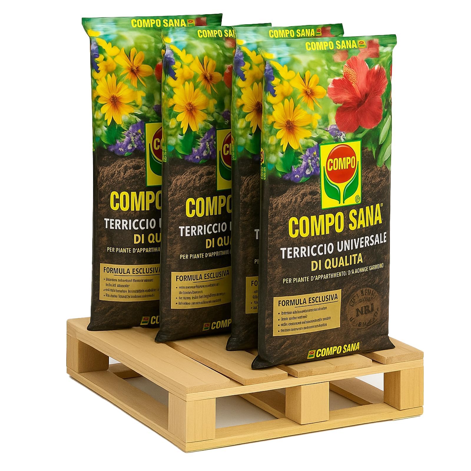 CompoSana Terriccio Universale di qualità, Per piante d'appartamento, balcone e giardino, 4 Sacchi x 80 L (Totale 320 LT)