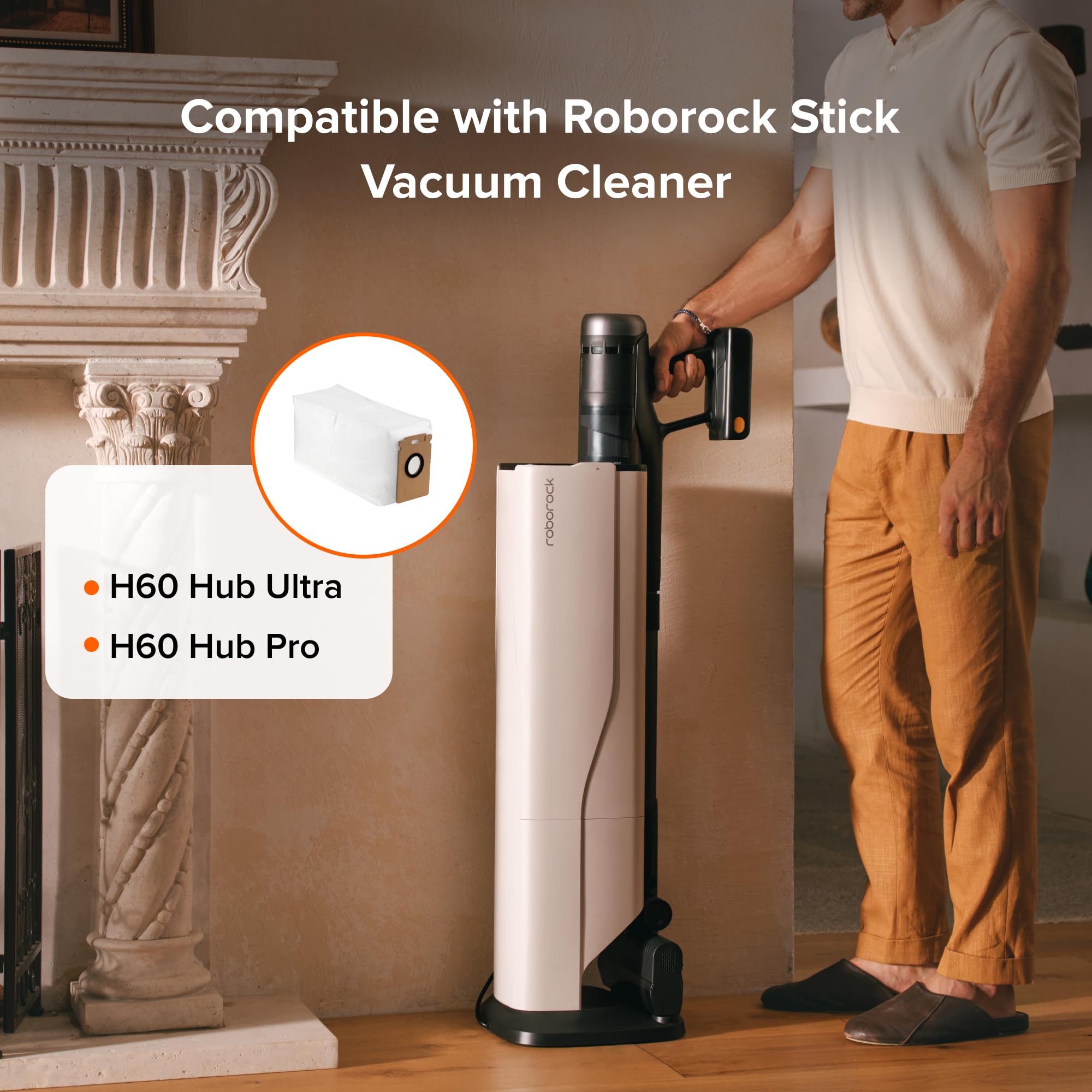 roborock sacs à poussière jetables, accessoires originaux, lot de 12, pour aspirateur sans fil H60 Hub Ultra & H60 Hub Pro avec station d'auto-vidange, 3L