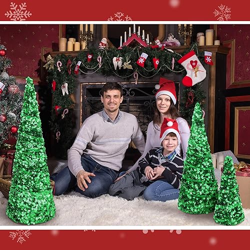 Miniatura 4 de Ceenna Juego de 3 árboles de terciopelo para el día de San Valentín, decoración de árbol de Navidad, mantel de vacaciones, decoración de estante