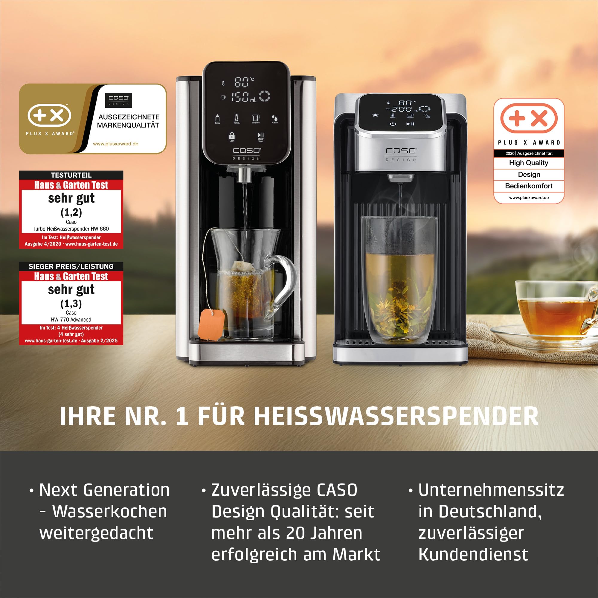 CASO HW 600 - Heißwasserspender - Testurteil: sehr gut - heißes Wasser in Sekunden, spart bis zu 50% Energie gegenüber einem Wasserkocher, für Babynahrung geeignet