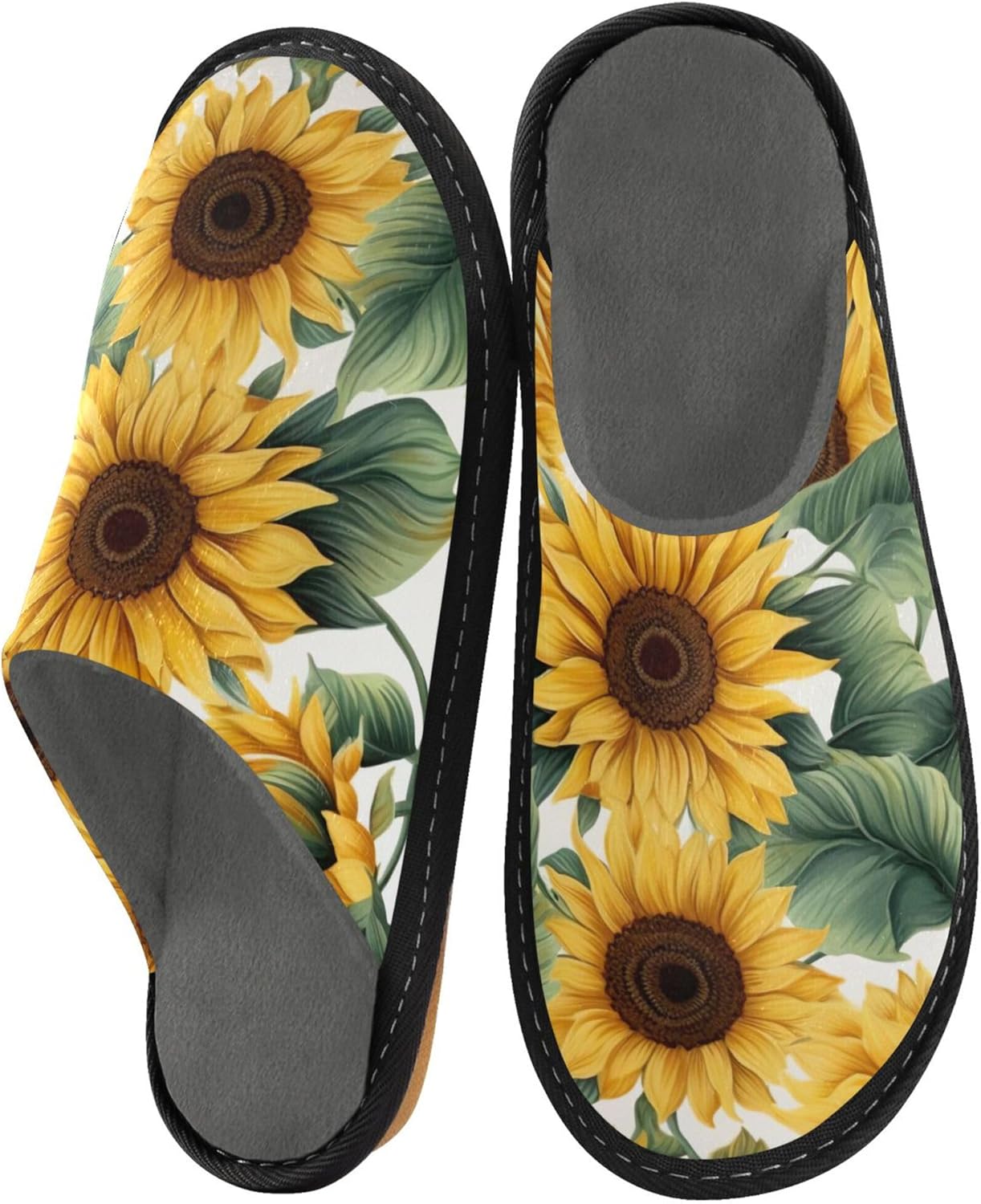 Sunflowers House Slippers – Cozy Fuzzy Slippers for Guests, Washable & Disposable, Perfect for Shoeless Home, Spa & Hotel Use A112924