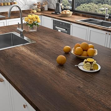 Stickyart Thick Teak Wood Contact Paper Wood Wallpaper Peel and Stick Textured Wood Grain Contact Paper for Cabinets and Drawers Vintage Premium Wallpaper for Furniture Removable Vinyl Wood 12"x80"